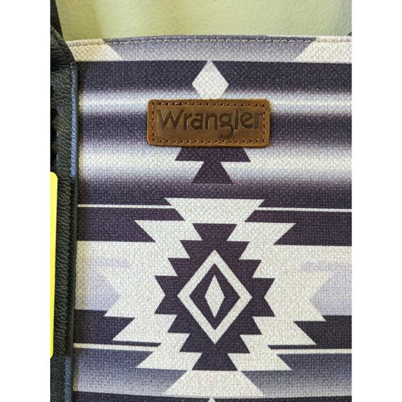 Wrangler Southwestern Pattern Canvas Black Tote Bag Purse Montana West New - Picture 2 of 8